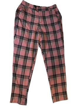 Hot Topic Pink and Black Plaid Trousers Ladies size Large